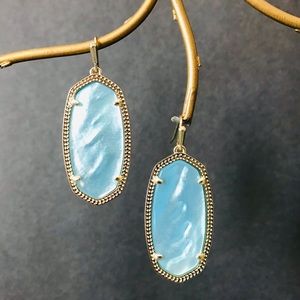 Kendra Scott Elle Aqua blue Illusion earrings Gold Plated